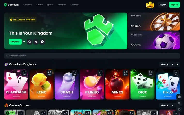The front page of gamdom.com